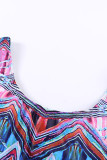 Geometric Print Criss Cross U-neck One-piece Swimsuit