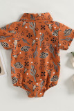 Western Style Cactus Print Button Up Shirt Romper 