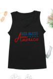 Black Strappy Hollow-out GOD BLESS America Graphic Tank