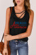 Black Strappy Hollow-out GOD BLESS America Graphic Tank