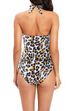 Leopard Halter Neck One Piece Swimsuit 