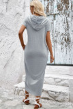 Grey Split Hoodie Maxi Dress