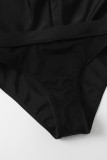 Black Ruffle Hem Swimwear Short 