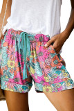 Multicolor Floral Print Elastic Waist Shorts