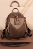 Patchwork PU Zipper Backpack MOQ 3pcs