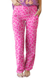 Pink Leopard Kiss Print High Waist Lounge Pants