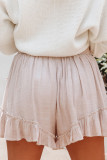 Apricot High Waist Frilled Wide Leg Casual Shorts