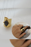 Open Stone And Steel Ring MOQ 5pcs