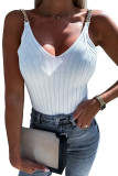 White Metal Chain Décor Textured Knitted Vest