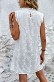 White Ruffle Sleeveless Chiffon Dress 