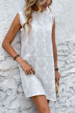 White Ruffle Sleeveless Chiffon Dress 