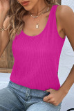 Rose Solid Color Textured Scoop Neck Tank Top