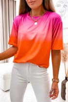 Orange Gradient Short Sleeve Round Neck T-Shirt