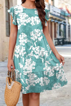 Ruffles Sleeves Tiered Floral Dress