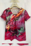 V Neck Buttoned Tie Dye Top