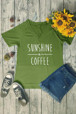 Sunshine and Coffee Print V Neck Graphic Tee