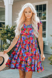 Multicolor Floral Short Sleeve Ruffle Mini Dress