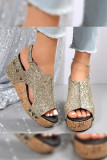 Bling Glitter Rivet Wedge Sandals 