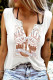 White Nashville MUSIC CIty & Guitar Print Notch V-Neck Button Tank Top