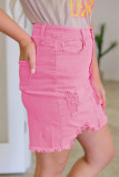 Rose Distressed Denim Mini Skirt