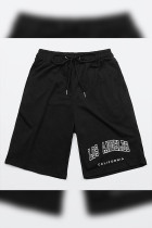 Black Los Angeles Print Jersey Shorts