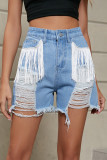 Ripped Tassle Raw Hem Denim Shorts 