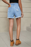 Ripped Tassle Raw Hem Denim Shorts 