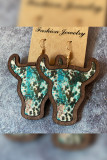 Bohemian Print Wooded Bull Earrings MOQ 5pcs