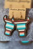 Bohemian Print Wooded Bull Earrings MOQ 5pcs