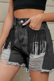 Ripped Tassle Raw Hem Denim Shorts 