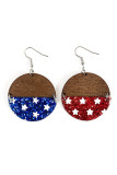 American Flag Print Wooden Earrings MOQ 5pcs
