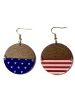 Independence Day American Flag Wood Earrings 