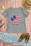 American Dog US Flag Print V Neck Graphic Tee