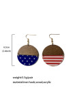 Independence Day American Flag Wood Earrings 