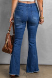 Blue Burn Distressed Rae Hem Bell Bottom Jeans