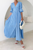 Eyelet Checked Button Up Long Split Dress 