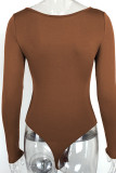 Plain Square Neck Long Sleeves Bodysuit