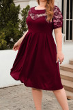 Plain Lace Splicing Plus Size Dress