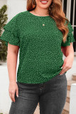 Polka Dot Tiered Sleeves Plus Size Top 