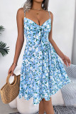 Front Bust Tie Hollow Out Cami Floral Dress
