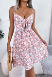 Front Bust Tie Hollow Out Cami Floral Dress