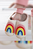Rainbow Knit Fluffy Slippers