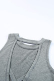 Gray Crisscross Cut-out Back Knit Sleeveless Dress