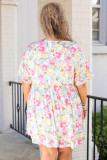Rose Plus Size Floral Print Short Dress