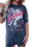 Black Western Yeehaw Graphic Print Short Sleeve T Shirt