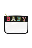 Lettering Patchwork Clear Cosmetic Bag MOQ 3pcs