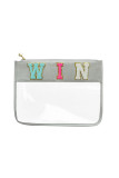 Lettering Patchwork Clear Cosmetic Bag MOQ 3pcs