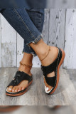Leopard Hollowed Wedge Sandals 