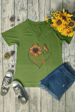 Sunflower Sunshine V Neck Graphic Tee