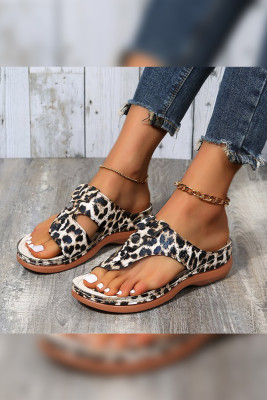 Leopard Hollowed Wedge Sandals 